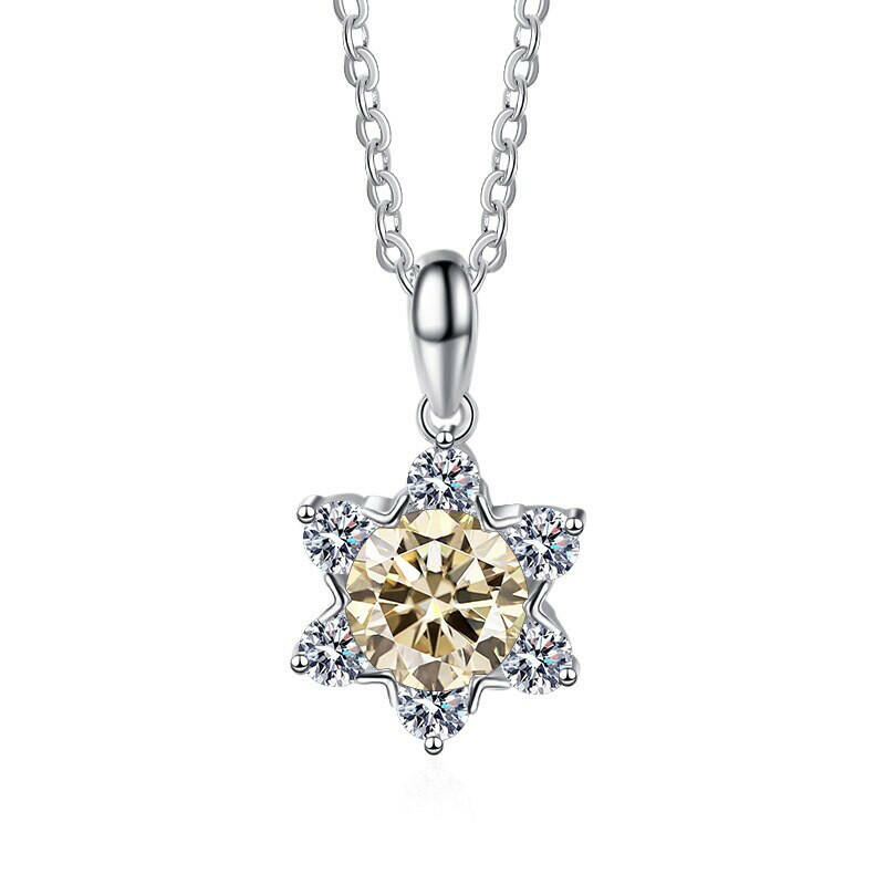 1.0 Ct Round Diamond Snowflake Pendant Necklace-Evani Naomi Jewelry