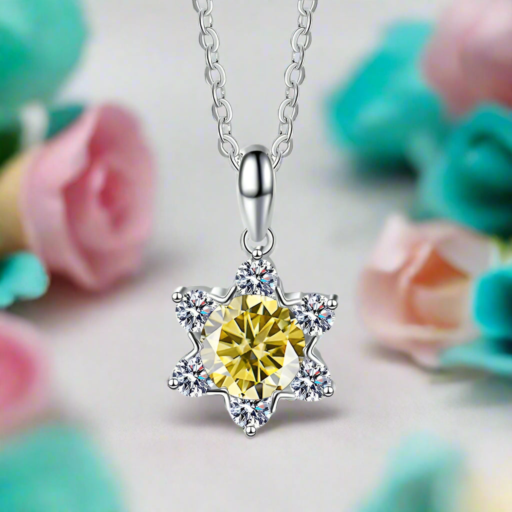 1.0 Ct Round Diamond Snowflake Pendant Necklace-Evani Naomi Jewelry