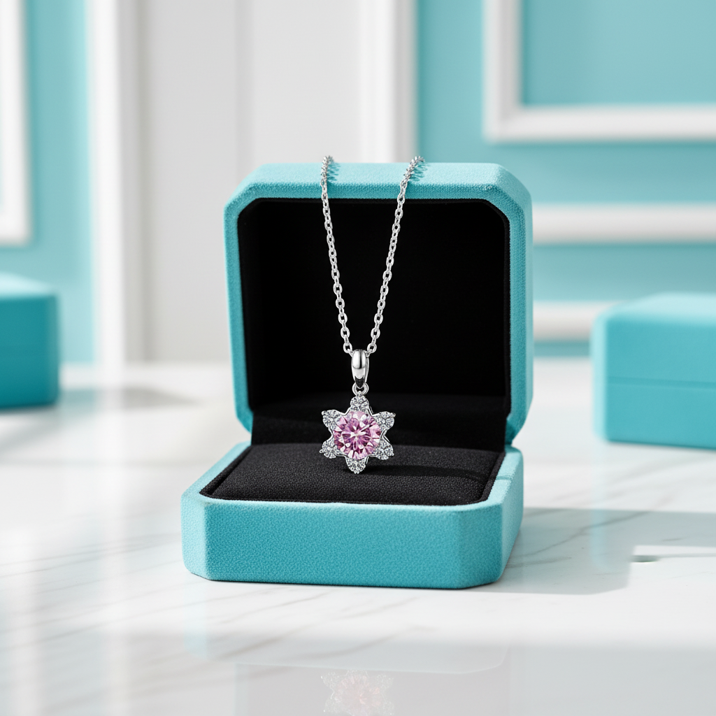 1.0 Ct Round Cut Snowflake Tourmaline Pendant Necklace - Evani Naomi Jewelry