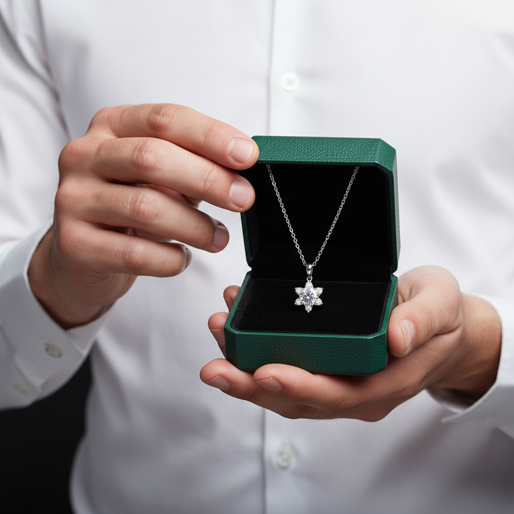 1.0 Ct Round Diamond Option Snowflake Pendant Necklace
