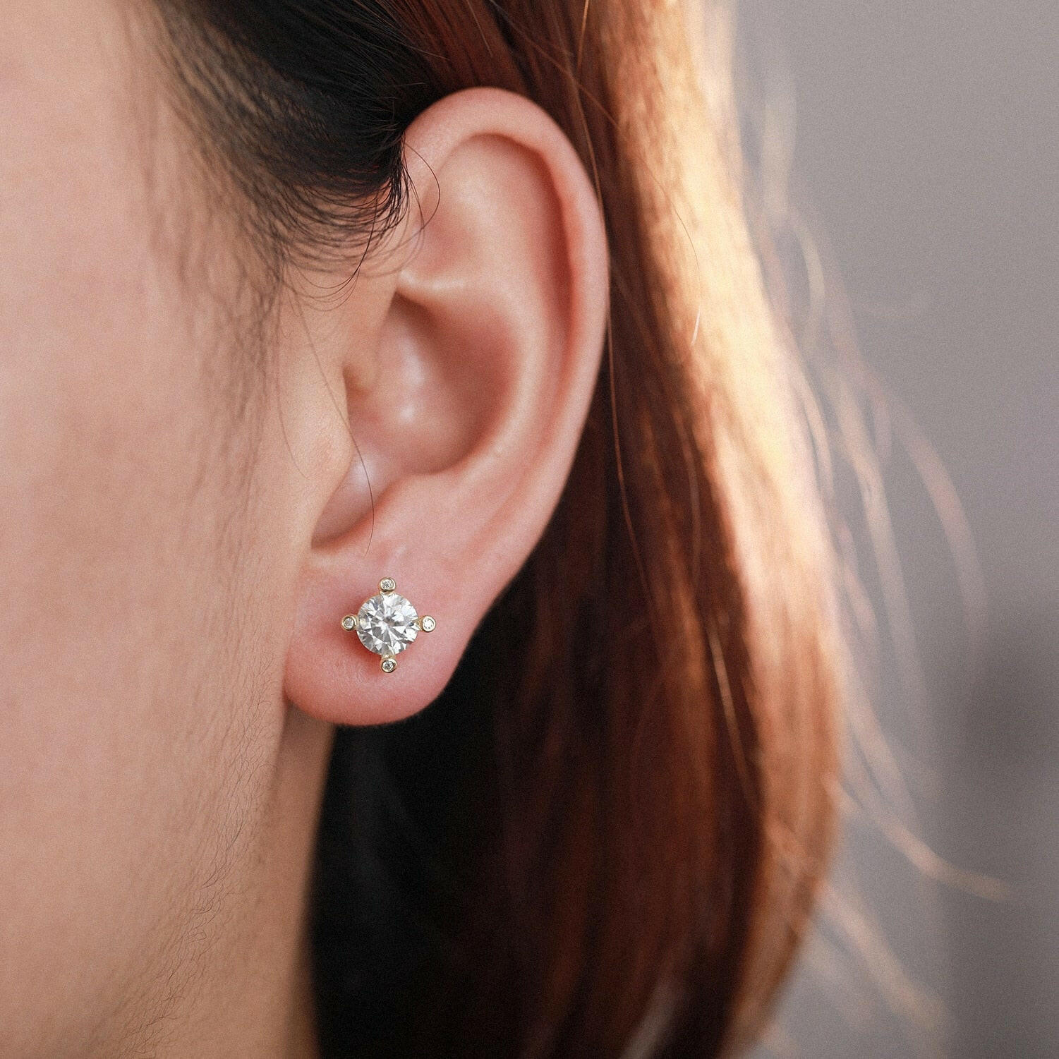 1.0 Ct Round Diamond Stud Earrings-Evani Naomi Jewelry