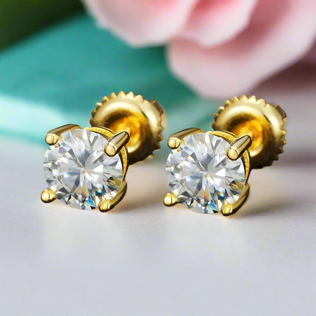 1.0 Ct Round Diamond Stud Earrings-Evani Naomi Jewelry