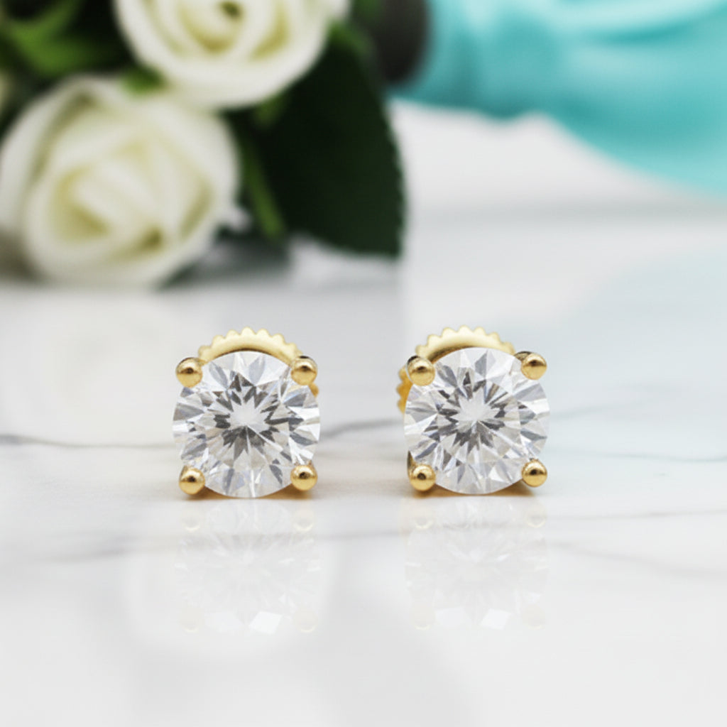 1.0 Ct Round Diamond Stud Earrings-Evani Jewelry