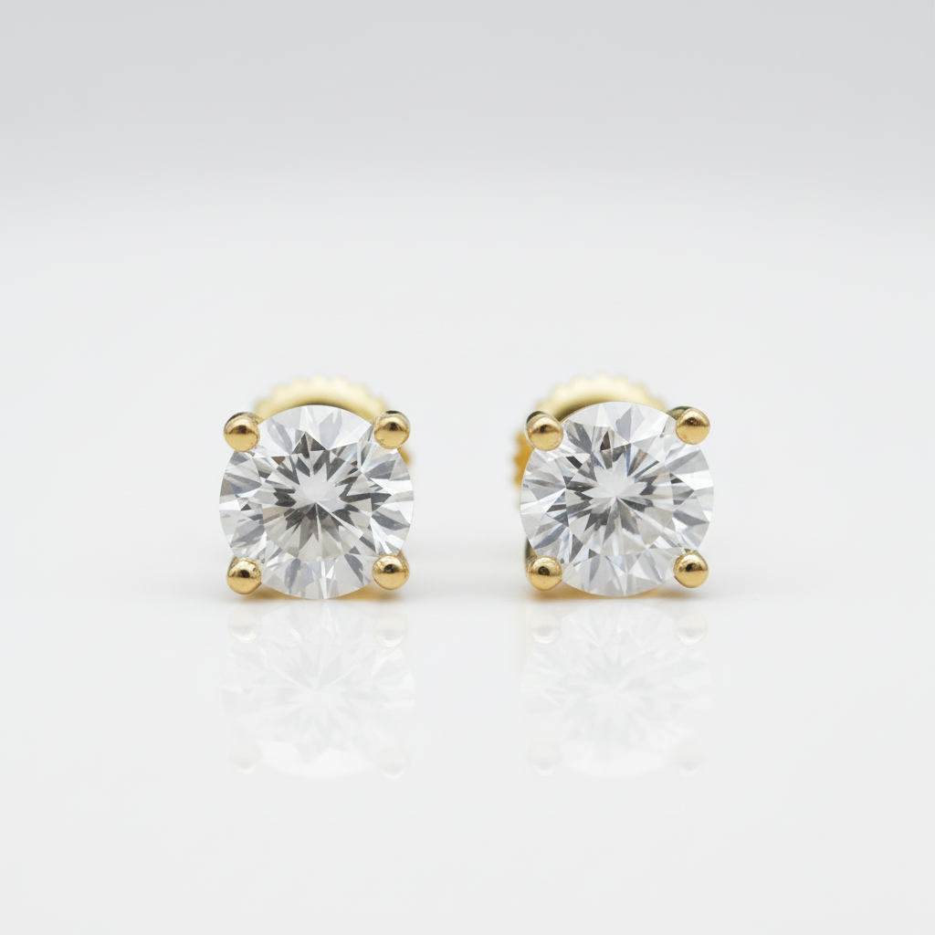 1.0 Ct Round Diamond Option Stud Earrings - Evani Naomi Jewelry
