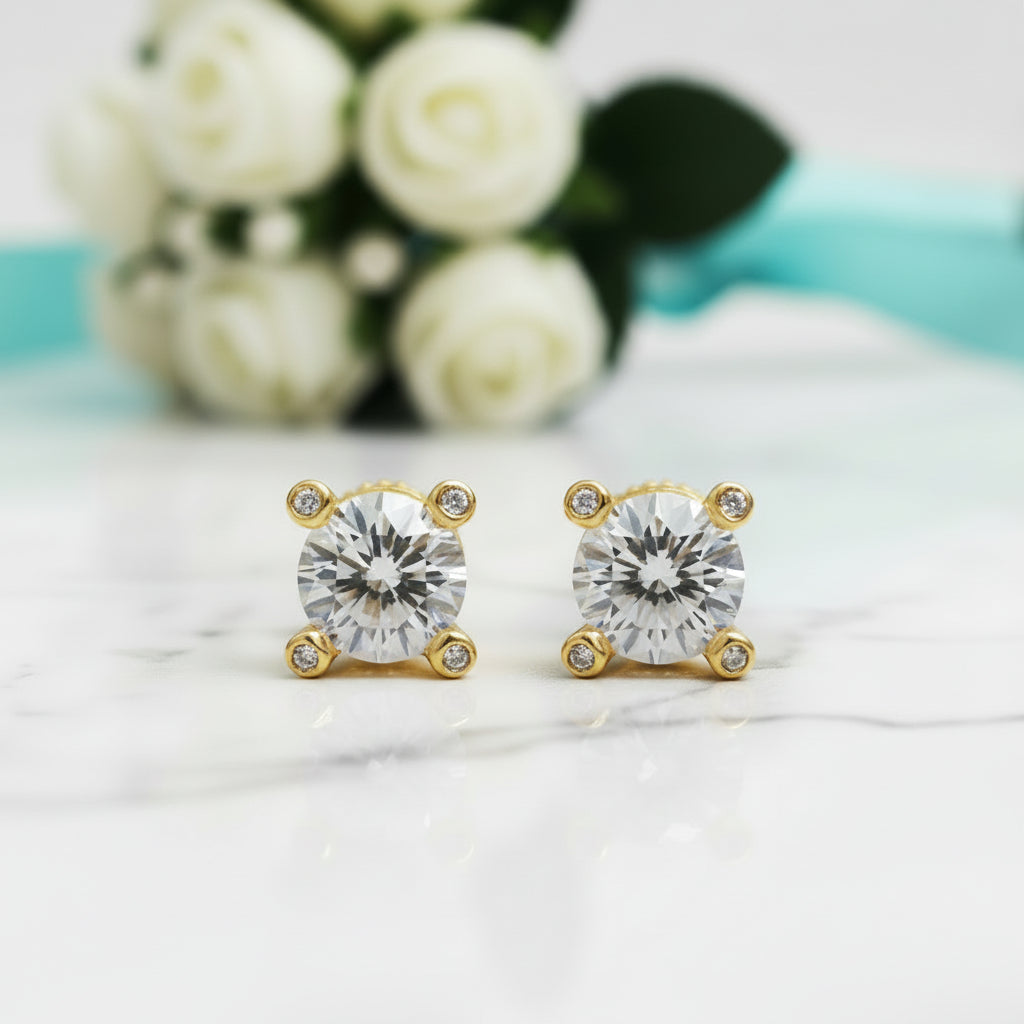 1.0 Ct Round Diamond Stud Earrings-Evani Jewelry