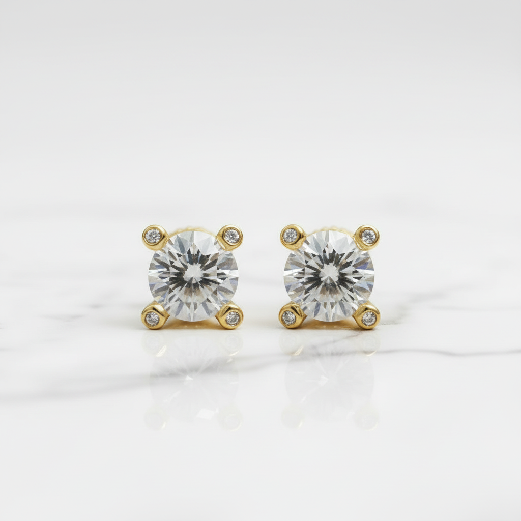 1.0 Ct Round Diamond Option Stud Earrings - Evani Naomi Jewelry