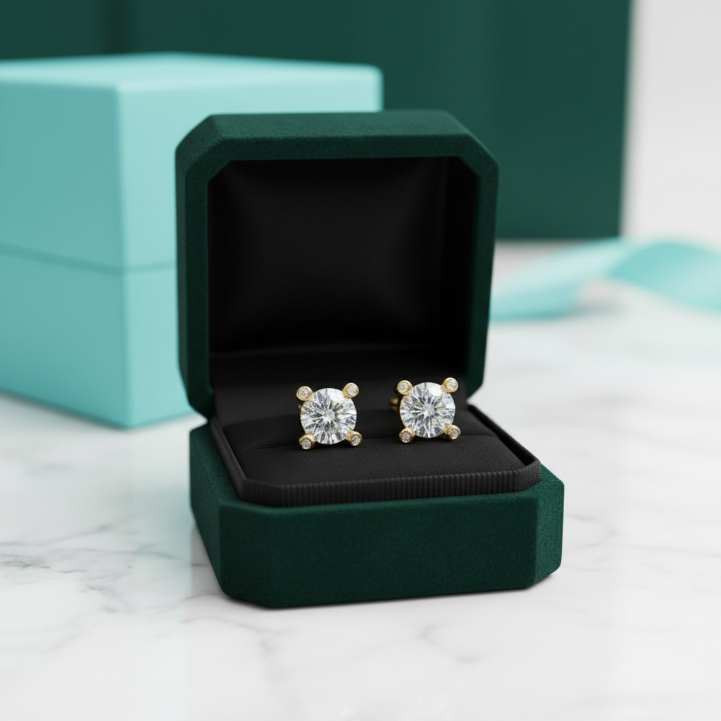 1.0 Ct Round Diamond Option Stud Earrings - Evani Naomi Jewelry