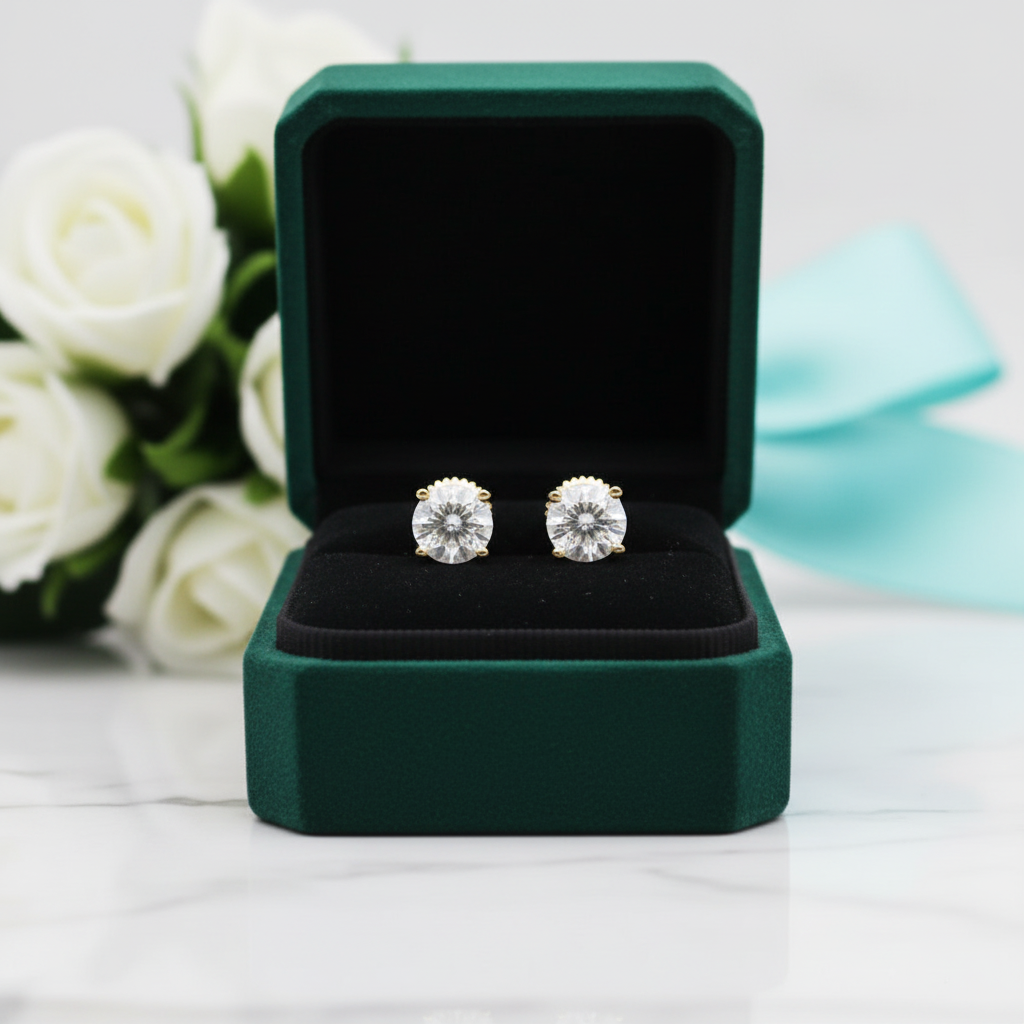 1.0 Ct Round Diamond Option Stud Earrings - Evani Naomi Jewelry