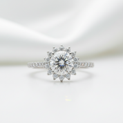 1.0 Ct Round Diamond Option Sunflower Engagement Ring - Evani Naomi Jewelry