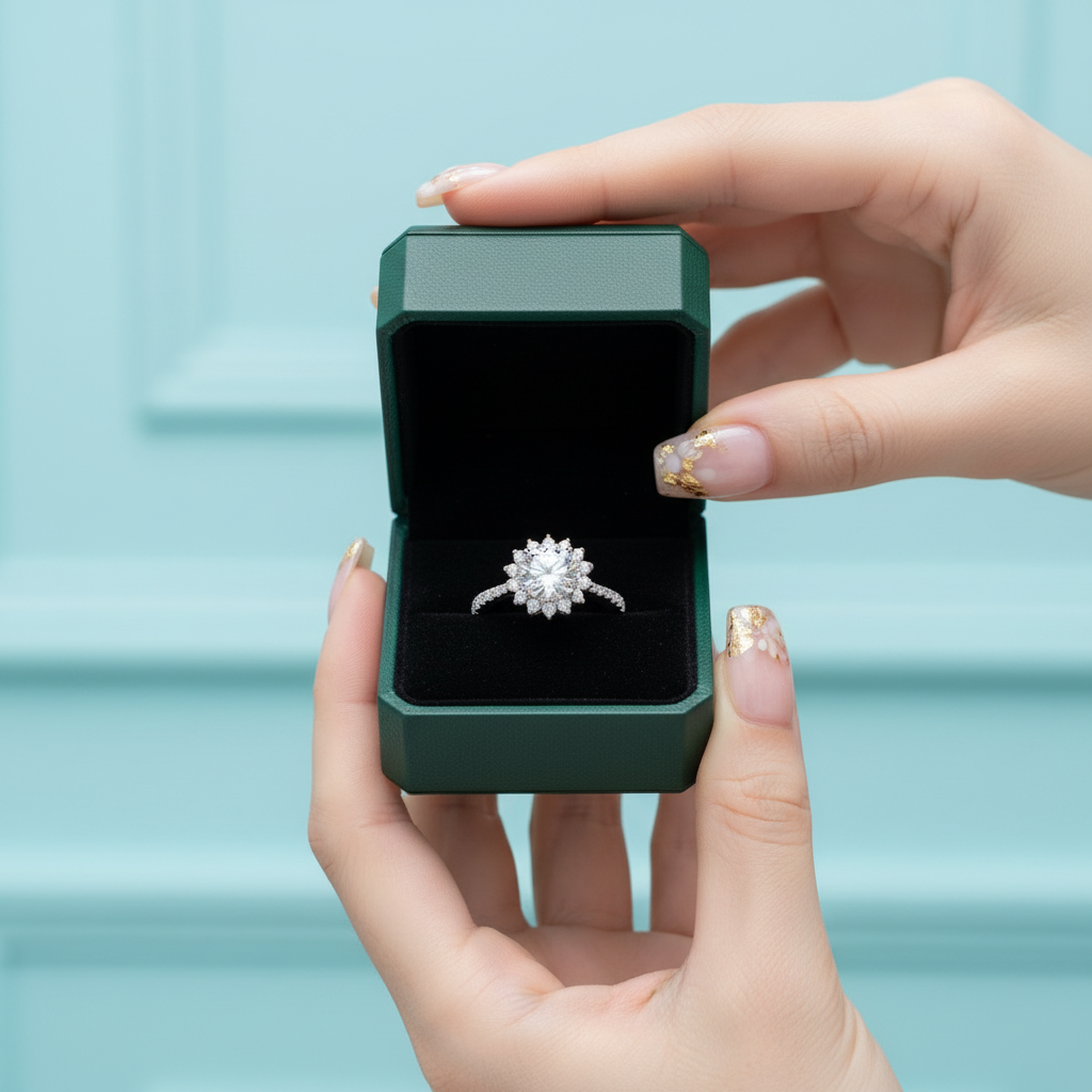 1.0 Ct Round Diamond Option Sunflower Engagement Ring - Evani Naomi Jewelry