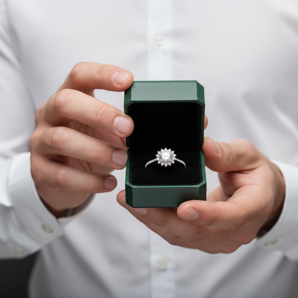 1.0 Ct Round Diamond Option Sunflower Engagement Ring - Evani Naomi Jewelry