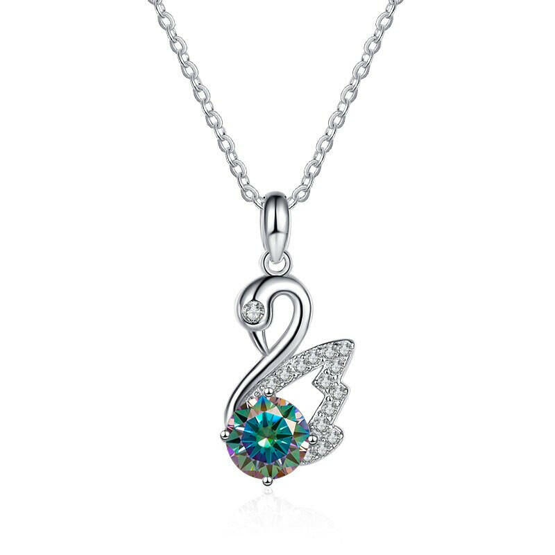 1.0 Ct Round Diamond Swan Pendant Necklace-Evani Naomi Jewelry