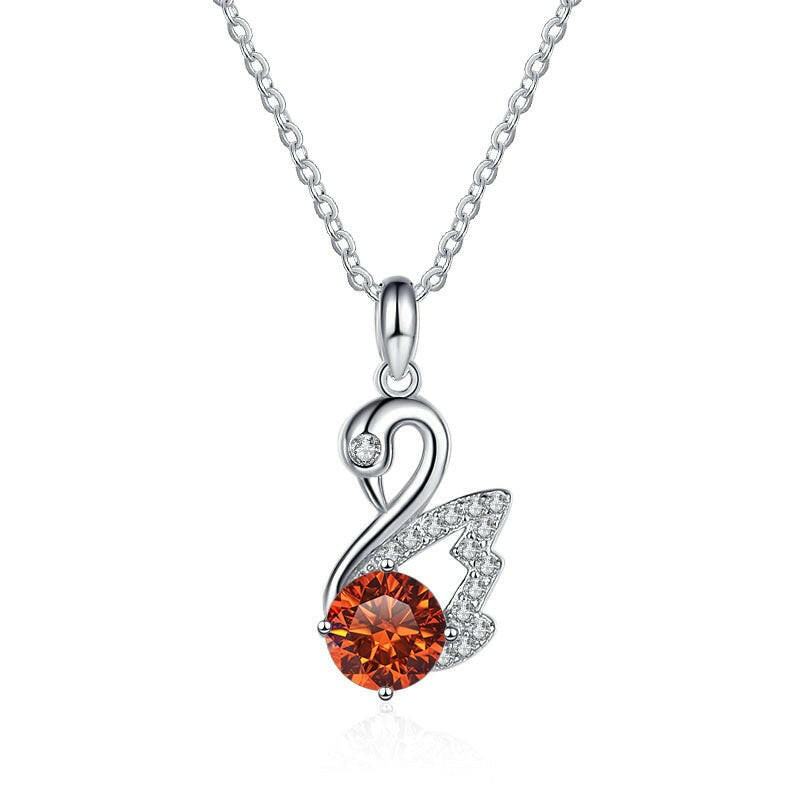 1.0 Ct Round Diamond Swan Pendant Necklace-Evani Naomi Jewelry