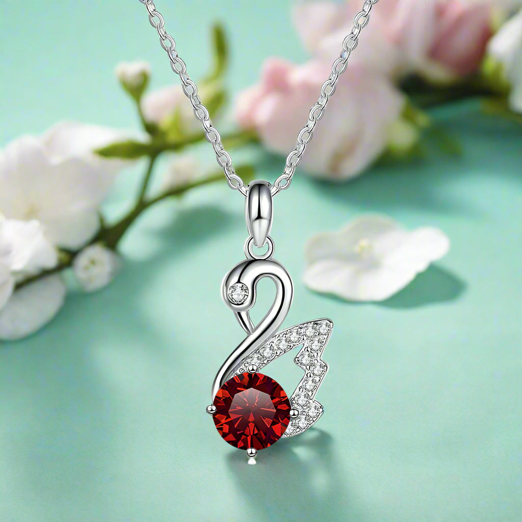 1.0 Ct Round Diamond Swan Pendant Necklace-Evani Naomi Jewelry