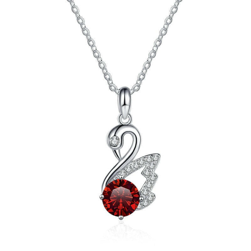 1.0 Ct Round Diamond Swan Pendant Necklace-Evani Naomi Jewelry