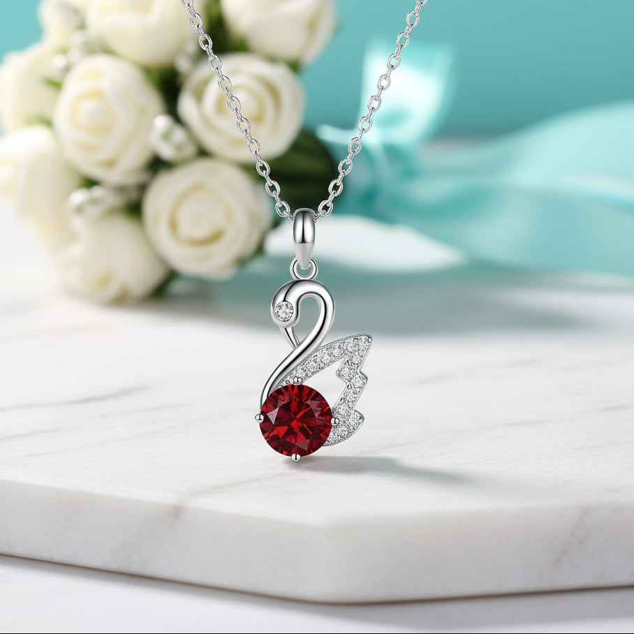 1.0 Ct Round Diamond Swan Pendant Necklace-Evani Naomi Jewelry