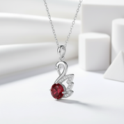 1.0 Ct Round Cut Swan Garnet Pendant Necklace