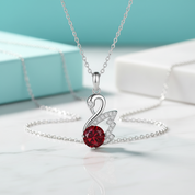 1.0 Ct Round Cut Swan Garnet Pendant Necklace