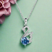 1.0 Ct Round Diamond Swan Pendant Necklace-Evani Naomi Jewelry