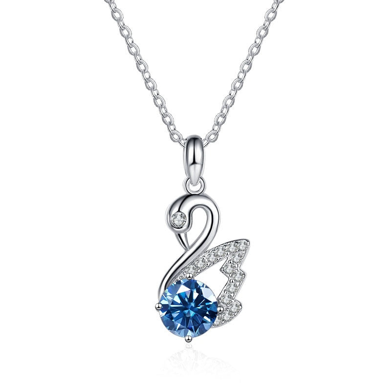 1.0 Ct Round Diamond Swan Pendant Necklace-Evani Jewelry