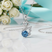 1.0 Ct Round Cut Sapphire Birthstone Swan Pendant Necklace-Evani Jewelry