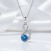 1.0 Ct Round Cut Sapphire Birthstone Swan Pendant Necklace-Evani Jewelry
