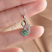 1.0 Ct Round Diamond Swan Pendant Necklace-Evani Naomi Jewelry