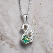 1.0 Ct Round Diamond Swan Pendant Necklace-Evani Naomi Jewelry