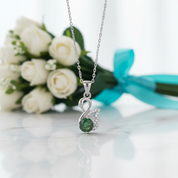 1.0 Ct Round Emerald Birthstone Swan Pendant Necklace