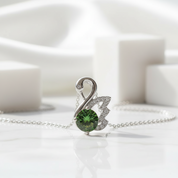 1.0 Ct Round Emerald Birthstone Swan Pendant Necklace-Evani Jewelry