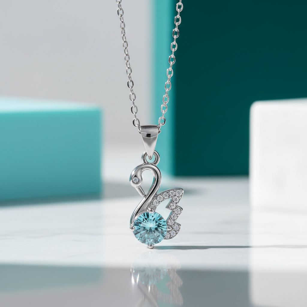 1.0 Ct Round Diamond Swan Pendant Necklace-Evani Jewelry