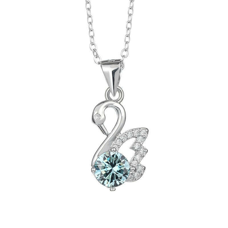 1.0 Ct Round Diamond Swan Pendant Necklace-Evani Naomi Jewelry
