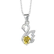 1.0 Ct Round Diamond Swan Pendant Necklace-Evani Naomi Jewelry