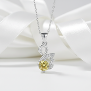 1.0 Ct Round Cut Swan Topaz and Citrine Pendant Necklace