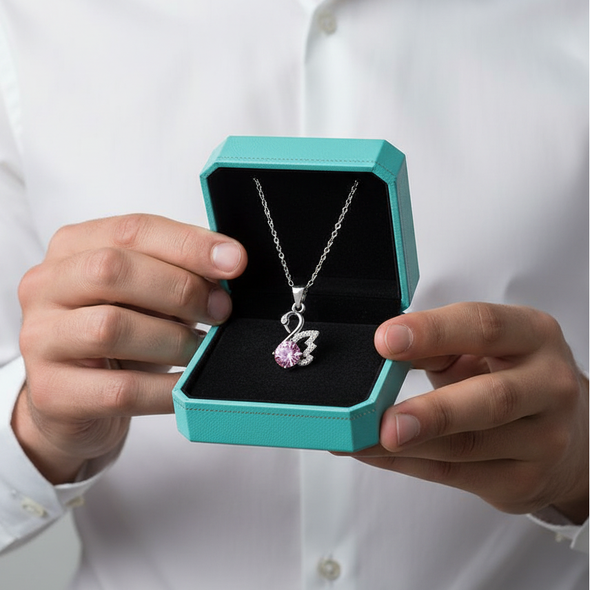 1.0 Ct Round Cut Tourmaline Birthstone Swan Pendant Necklace