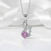 1.0 Ct Round Cut Tourmaline Birthstone Swan Pendant Necklace