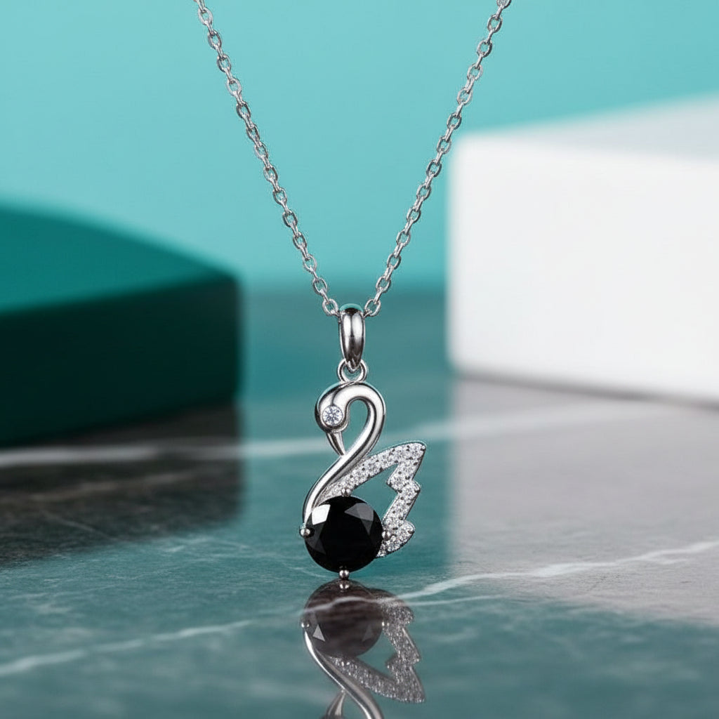 1.0 Ct Round Diamond Swan Pendant Necklace-Evani Jewelry