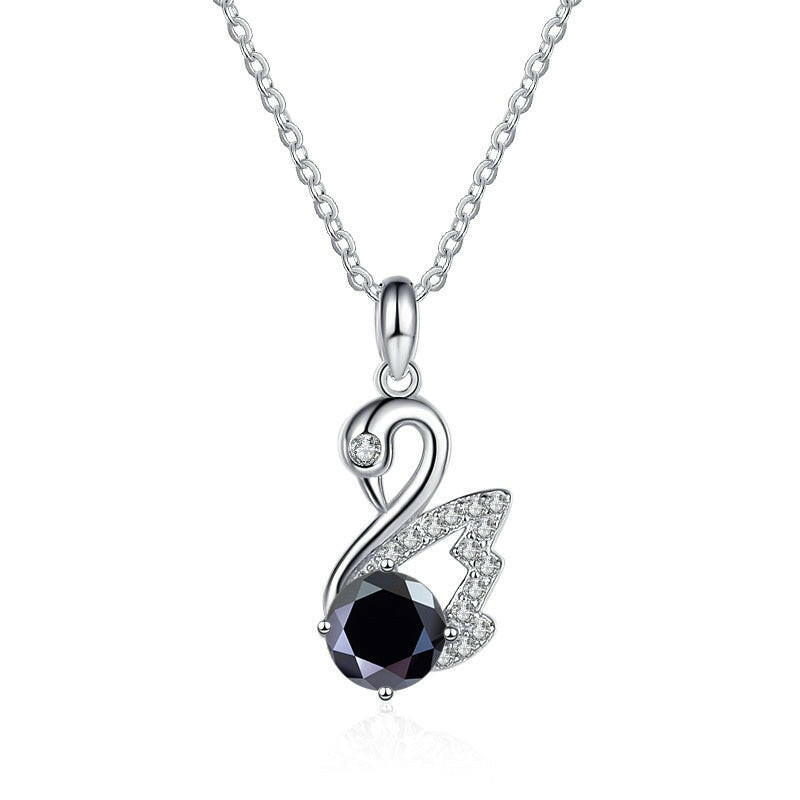 1.0 Ct Round Diamond Swan Pendant Necklace-Evani Naomi Jewelry