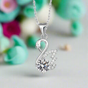 1.0 Ct Round Diamond Swan Pendant Necklace-Evani Naomi Jewelry
