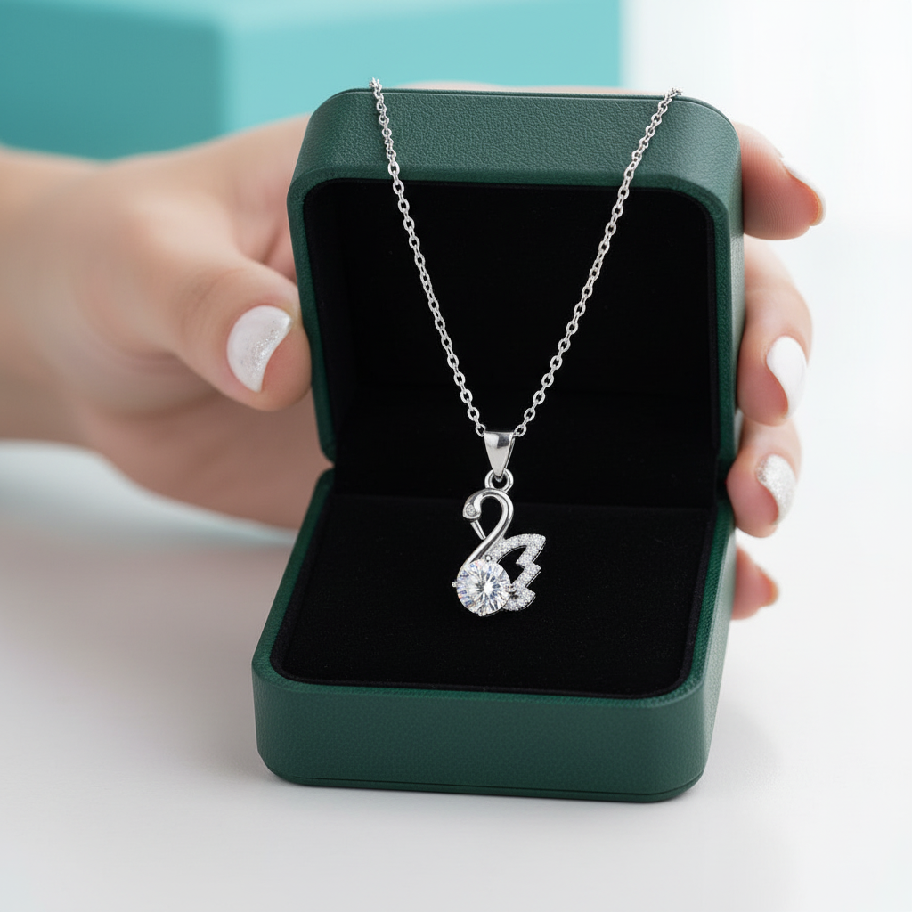 1.0 Ct Round Diamond OptionSwan Pendant Necklace