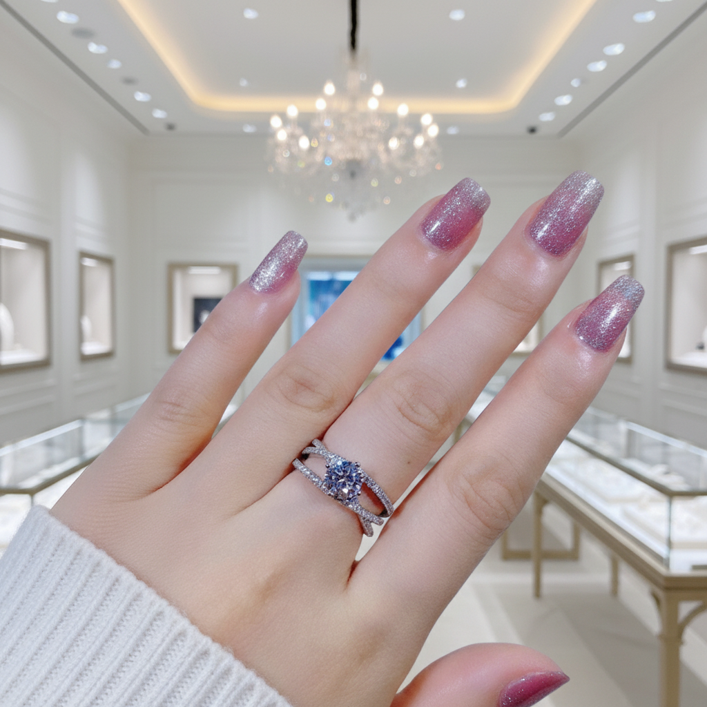 1.0 Ct Round Diamond Three Laps Engagement Ring-Evani Jewelry