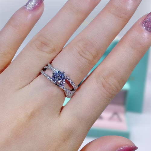 1.0 Ct Round Diamond Three Laps Engagement Ring-Evani Jewelry