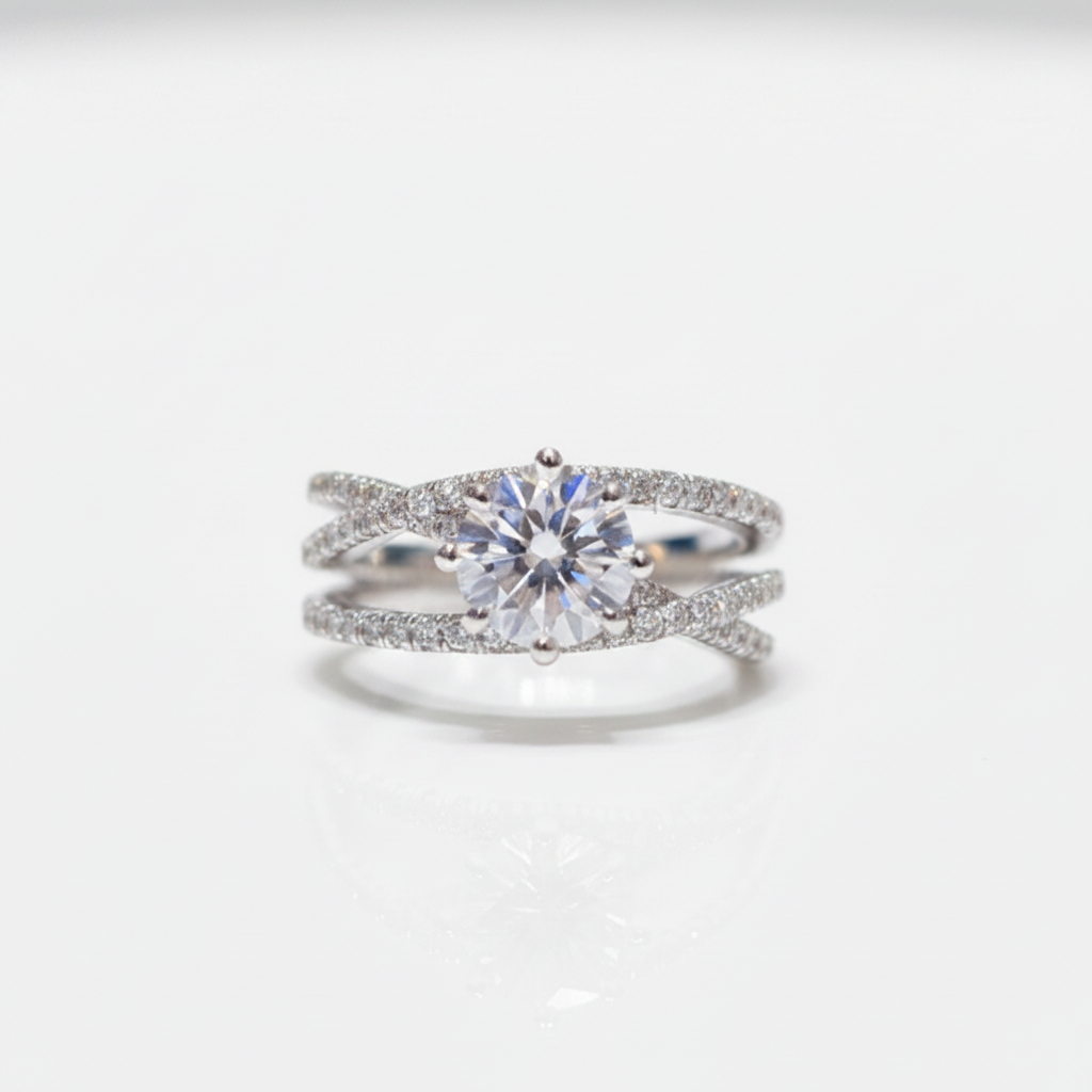 1.0 Ct Round Diamond Option Three Laps Engagement Ring