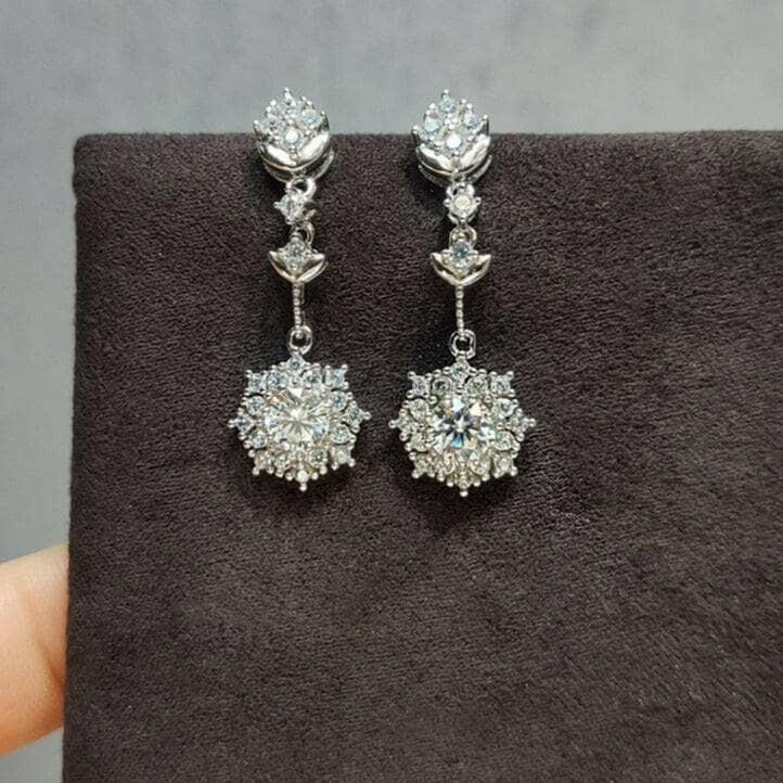 1.0 Ct Round Diamond Wheat Drop Earrings-Evani Naomi Jewelry