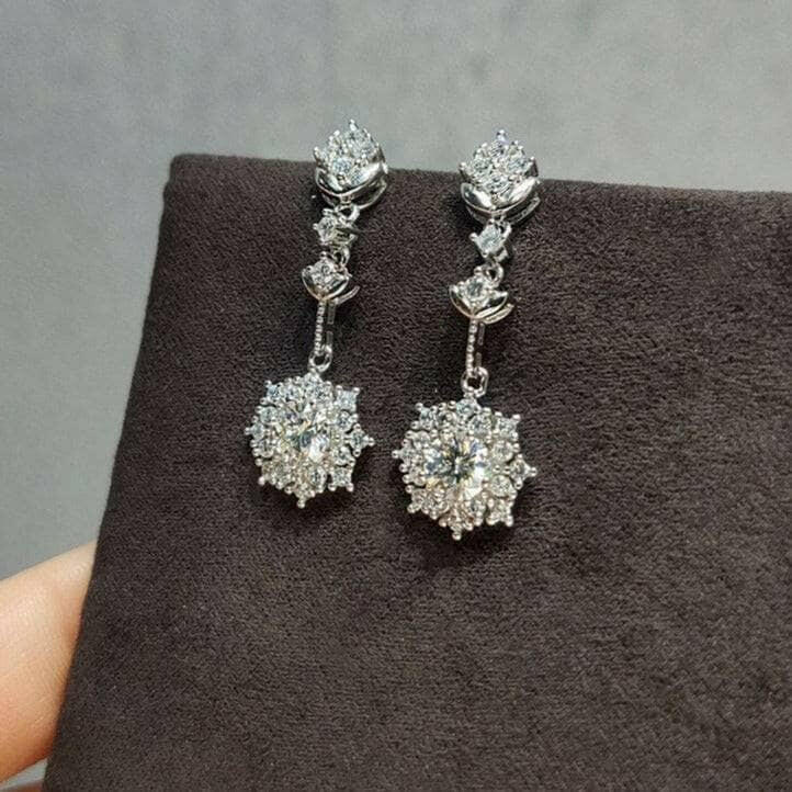 1.0 Ct Round Diamond Wheat Drop Earrings-Evani Naomi Jewelry