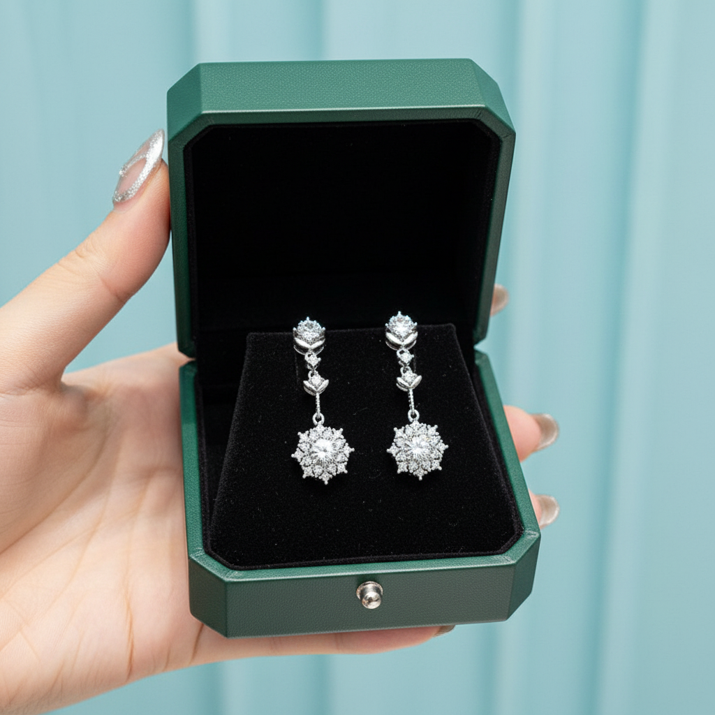 1.0 Ct Round Diamond Option Wheat Drop Earrings