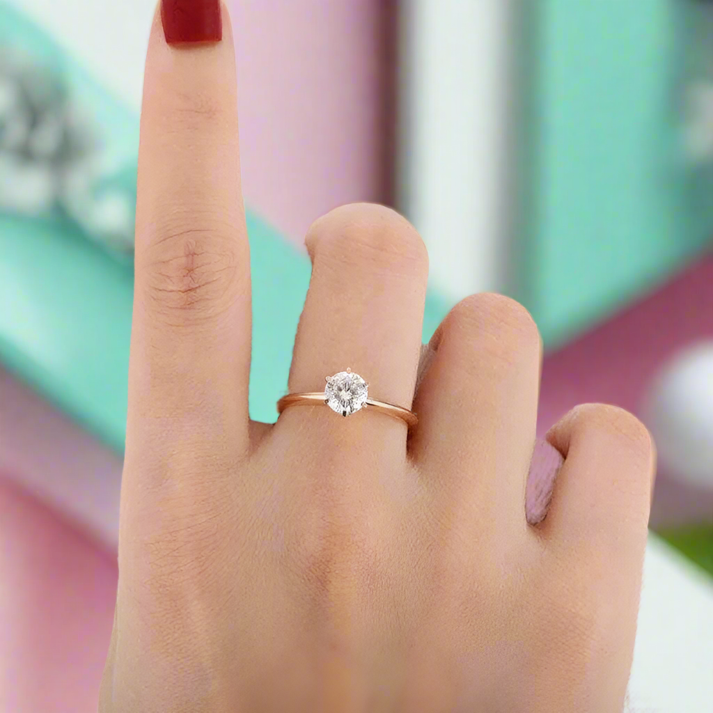 1.0 Ct Round Solitaire Diamond Engagement Ring-Evani Naomi Jewelry