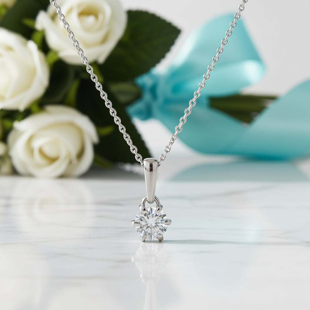 1.0 Ct Round Solitaire Diamond Pendant Necklace-Evani Jewelry