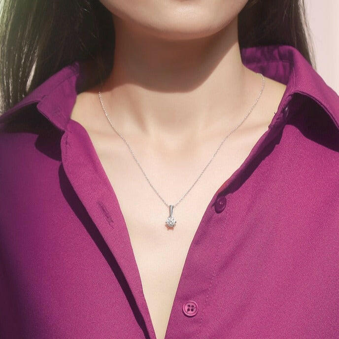 1.0 Ct Round Solitaire Diamond Pendant Necklace-Evani Naomi Jewelry
