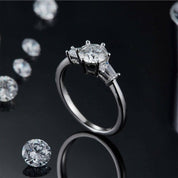 1.0 Ct Round W/ Tapered Baguette Engagement Ring-Evani Naomi Jewelry